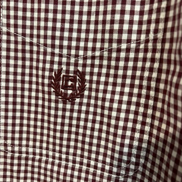 Chaps size XXL burgundy & white check button down shirt - Picture 3 of 7